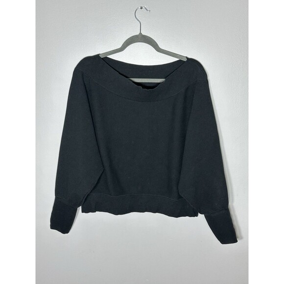 We The Free: Free People Wide Neck Sweater Womens S Black Long Sleeves w/zippers - Picture 1 of 4